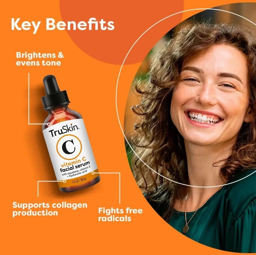 Vitamin C Facial Serum, Anti-Aging Blend for Brighter-Looking Skin with Soothing Squalane, 1 fl oz